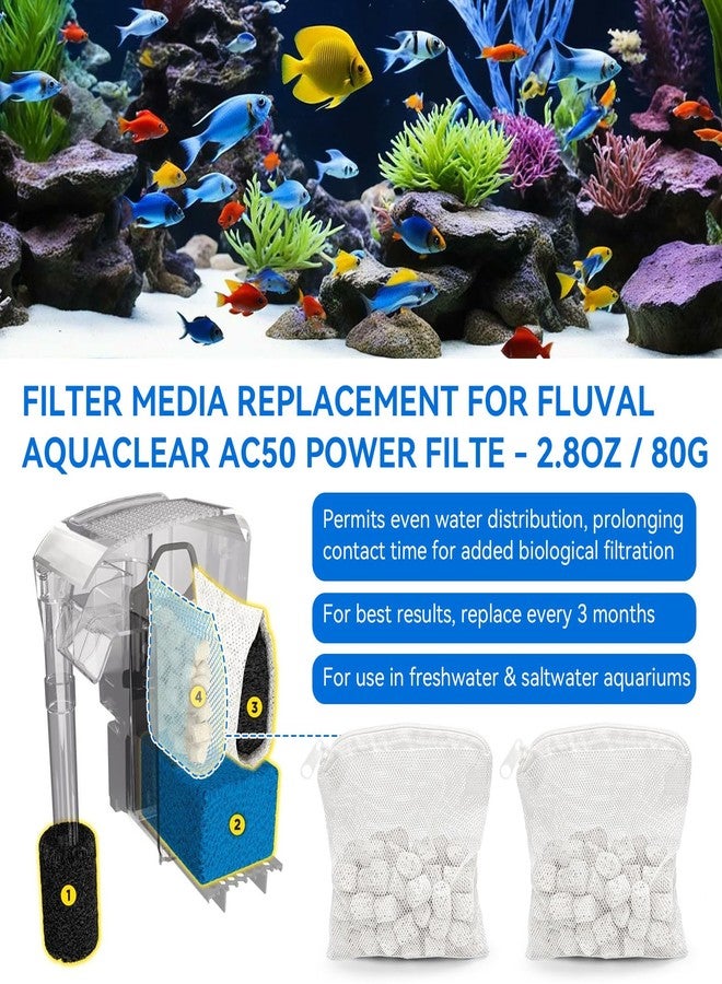 IFERLA 80g Biomax for Aquarium Filter Media Replacement for Fluval Aquaclear AC50 Power Filter, 2.8 Oz / 80 G Biological Material Remover Inserts for Use in Freshwater & Saltwater Aquariums(2 Pack) - Image 2